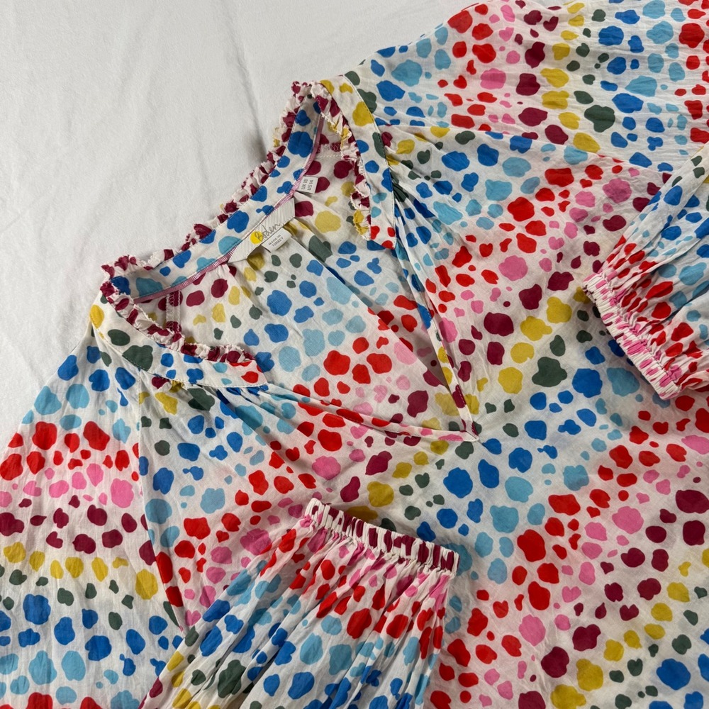 Boden Multicolor Polka Dot Peasant Blouse - Red, Blue, Pink, Yellow, Green